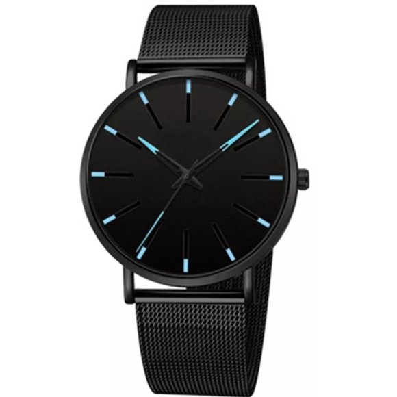 GENEVA Stainless Black Mesh Band Luxury Mens Watch - Picture 7 of 7